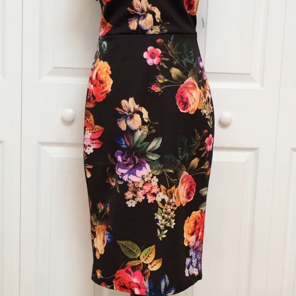 NWT PREMIER AMOUR OFF THE SHOULDER DRESS FLORAL SIZE 8 Fall floral - Picture 12 of 14